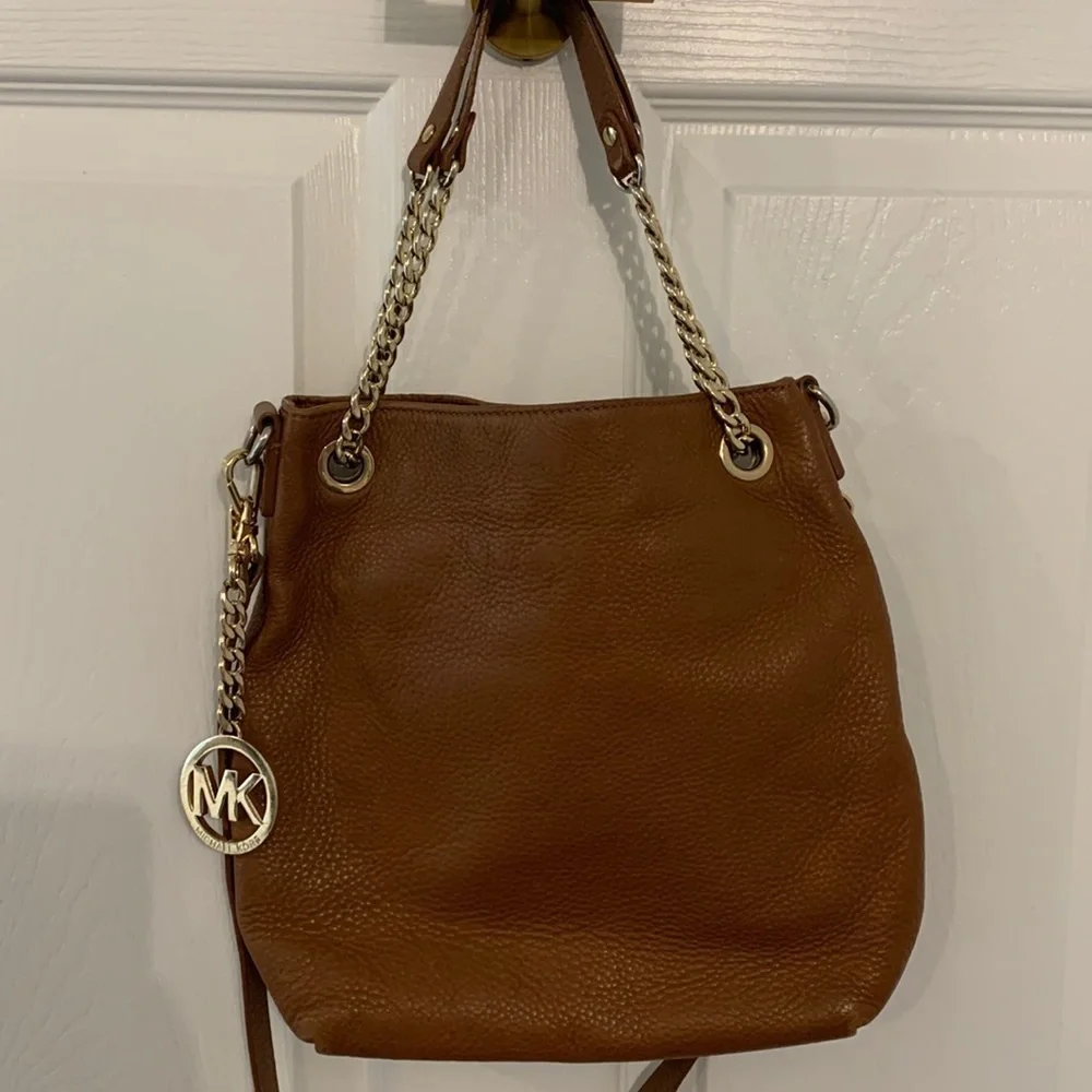 Michael Kors classic brown Pebbled Leather dual‎ Crossbody/shoulder bag